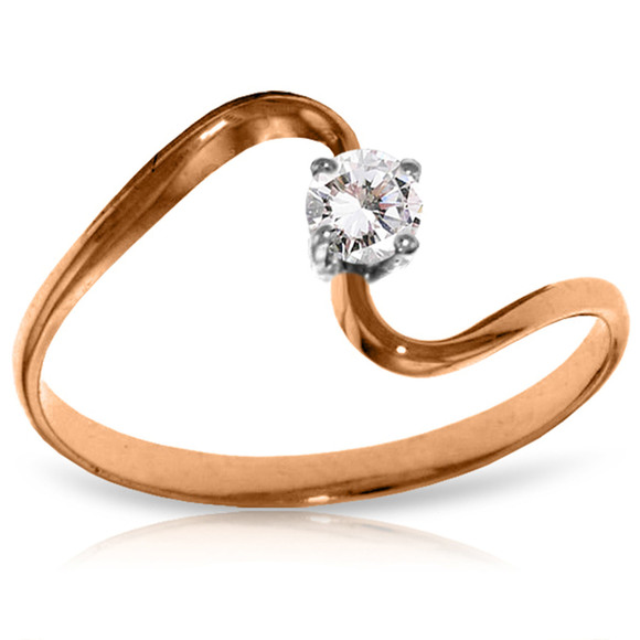 14K. SOLID GOLD RING WITH 0.15 CT. NATURAL DIAMOND (Rose Gold) - Picture 2 of 2